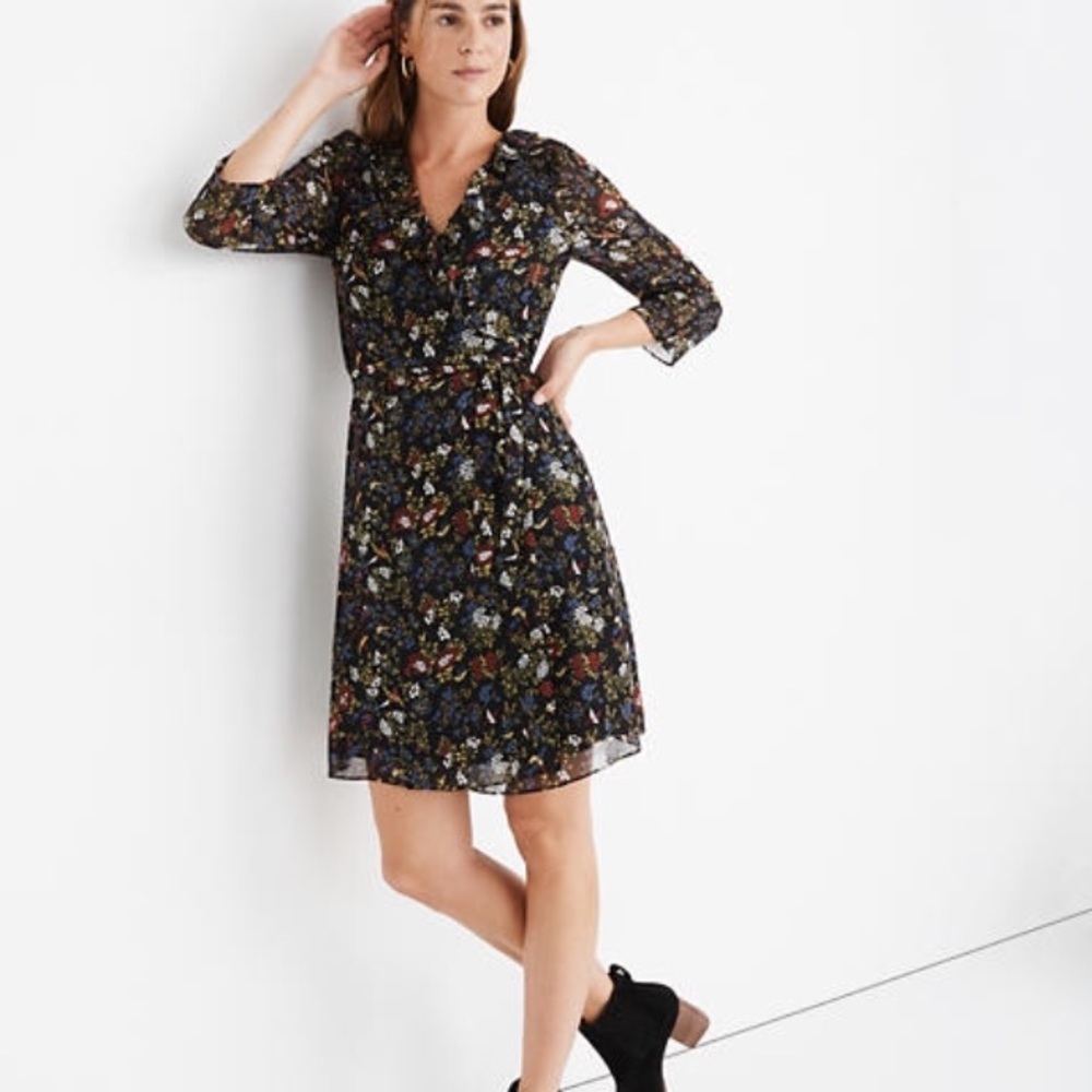 Madewell Ruffled Wrap Dress in Finch Floral